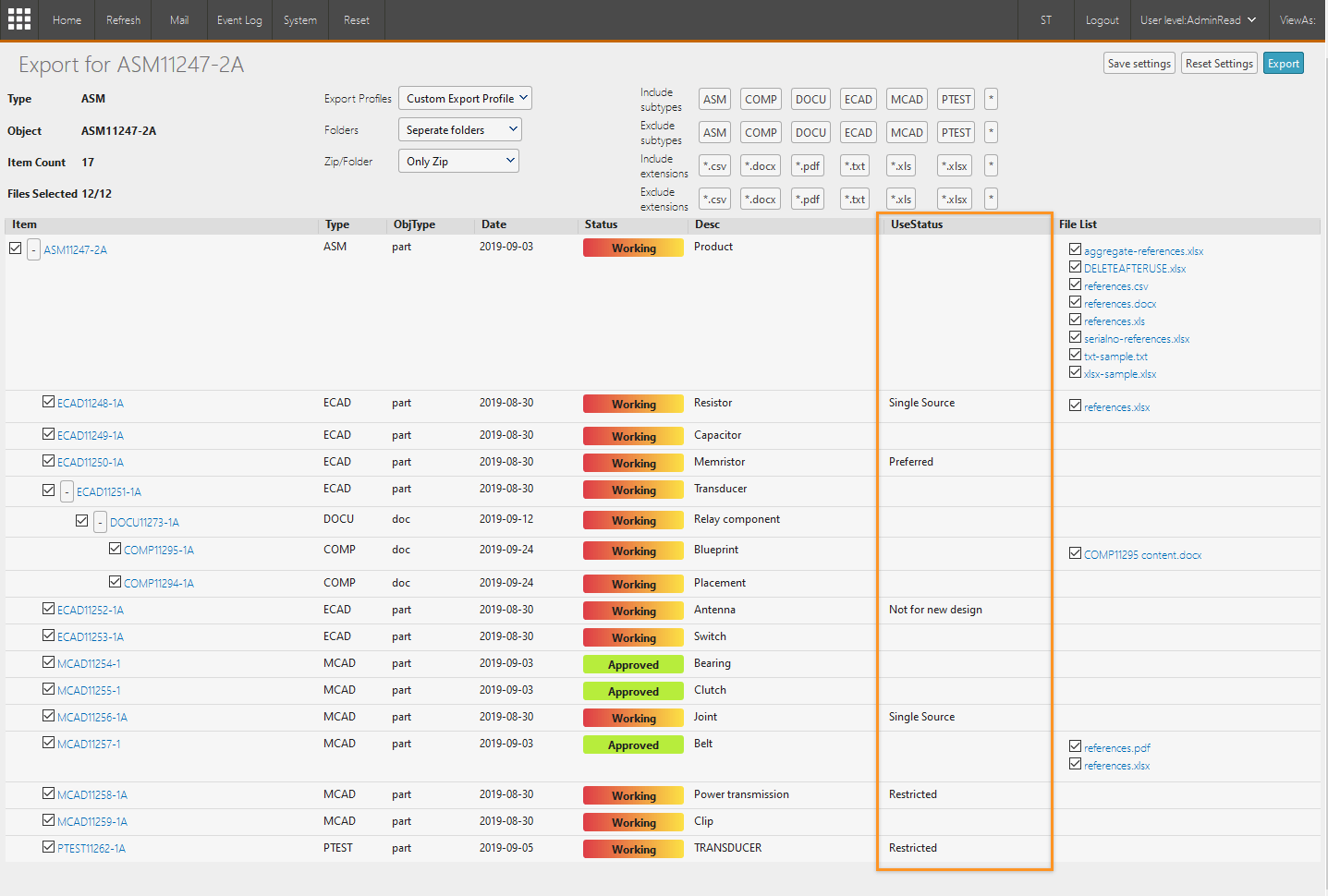 export-with-usestatus